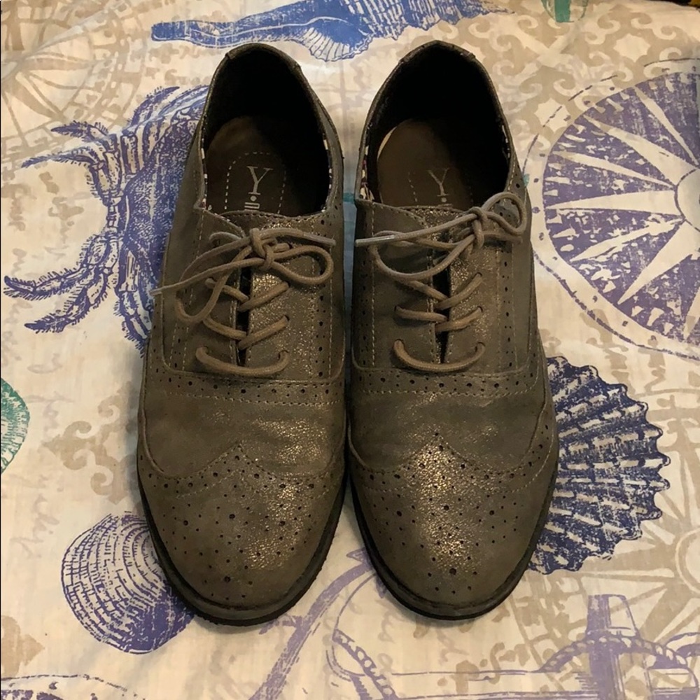 Y Not Shimmer Grey Loafers